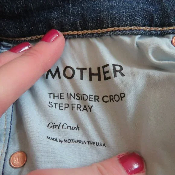 MOTHER The Insider Crop Step Fray Jeans in Girl Crush - Size 25 - Picture 13 of 14